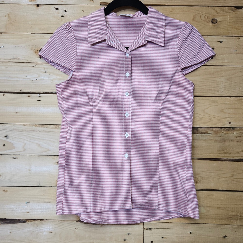 John Galt Brandy Melville Rue Top Red Gingham Short Sleeve Button Down Shirt